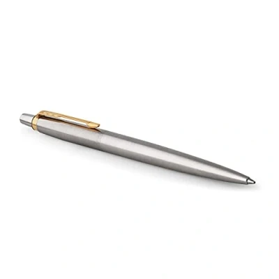 Image de Parker Jotter stylo gel acier inoxydable avec attributs dorés pointe moyenne (0,7 mm) encre noire sous blister