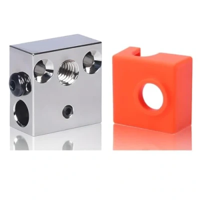 Image de Super Print Bloc chauffant en cuivre plaqué CR 10 haute température with Silicone Sock for imprimante 3D All Metal Hotend Ender 3 Pro 5 CR10 S4 S5.(1 PC)