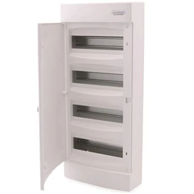 Image de Intratec coffret de distribution en saillie, IP40 Boîtier intérieur, avec porte blanche pour installation pièce sèche, 4 rangées, 48 modules, 653 x 287 112 mm, Blanc