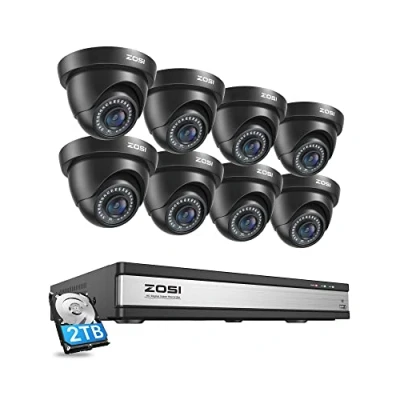 Image de ZOSI H.265+ Kit Vidéo Surveillance avec 16CH 5MP Lite DVR et Disque Dur 2 to, 8 Caméra de Extérieure IP66, Détection Mouvement AI Alerte Instantanée Accès à Distance