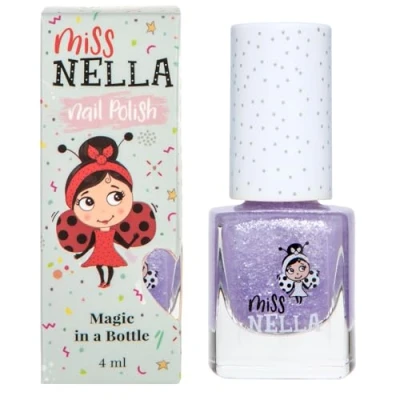 Image de Miss Nella Sparkly Zebra Vernis à ongles lilas spécial avec des paillettes pour enfants, formule Peel off, base d&#039;eau et sans odeur