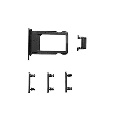 Image de Smartex® Boutons Latéraux Noir + SIM Carte Tiroir Compatible avec iPhone 7