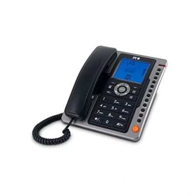 Image de SPC Office Pro Téléphone Fixe Filaire alimenté par Piles avec Grand écran Lumineux, 7 mémoires directes, identificateur d’Appel et Mains Libres Noir