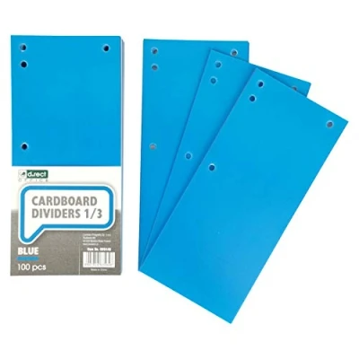 Image de D.RECT Lot de 100 Intercalaires en Carton, Bandes Séparation Papier, 1/3 Feuille A4, 11x24cm, 160g, Pour Une Parfaite Des Classeurs, Séparation, Couleur Bleu 009446