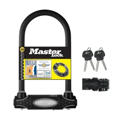 Image de MASTER LOCK Antivol Vélo U [A Clé] [Support de Universel] [Antivol Certifié] 8195EURDPRO Idéal pour les Vélos, Vélos Electriques, VTT et autres