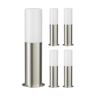 Image de ledscom.de 5 pièces Lumière de chemin/Borne d&#039;éclairage/Lampe jardin GROPO pour l&#039;extérieur, IP44, 41 cm, inox, 1x E27 max. 40W