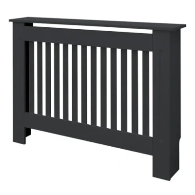 Image de ECD Germany Cache Radiateur Chauffage Rustique 112x19x82cm Gris Étagère en Bois MDF Housse Décorative Robuste Style Maison