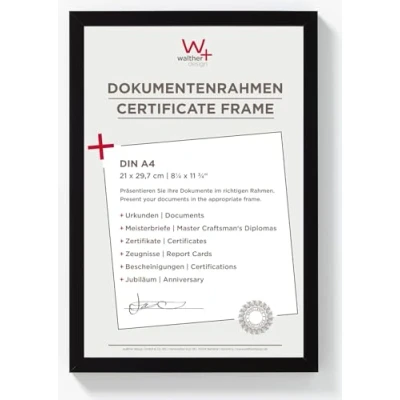 Image de walther design Cadre photo noir 21 x 29,7 cm (DIN A4) de document Peppers en bois BP130B