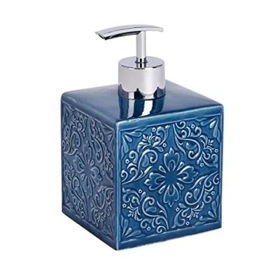 Image de WENKO Distributeur de savon Cordoba Bleu foncé céramique liquide