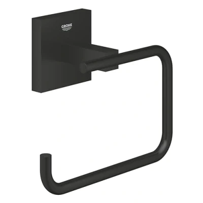 Image de GROHE Start Cube Dérouleur de Papier Toilette Mural sans Couvercle, Fixations Cachées, Métal, A Coller avec QuickGlue ou à Visser, Noir Mat, 409782430