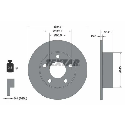 Image de TEXTAR PRO 92090803 Disque de frein 245 10 05/05 112 plein revêtu sans boulon fix roue, moyeu roue AUDI: A6 C5 Avant, Berline