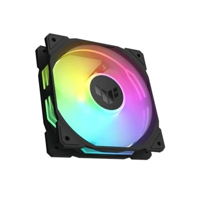 Image de ASUS TUF Gaming TR120 ARGB Standard Blade Black Ventilateur de boîtier (120 mm PWM, 2000 tr/min, 3,3 H2O, 77,4 CFM, 16 LED RVB adressables individuellement, noir)