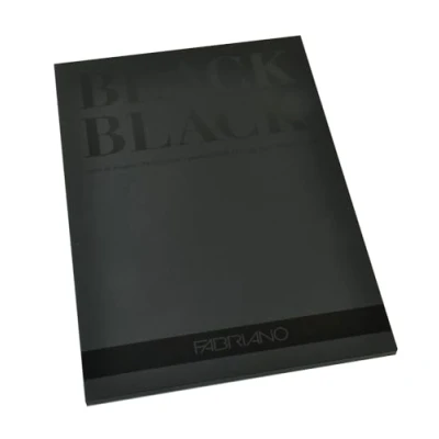 Image de FABRIANO BLACK Bloc 1 côté collé 21x29,7 cm 300 gsm 20 feuilles papier ultra noir, DIN A4