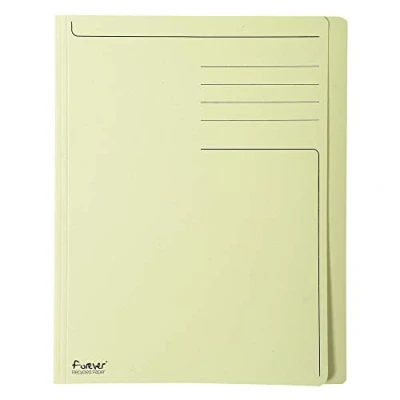 Image de Exacompta Réf. 441005E Paquet de 100 chemises rigides imprimées à bord décalé Forever® 280 g/m2 100% recyclées et certifiées Ange Bleu dimensions 24 x 32 cm pour format A4 couleur jaune
