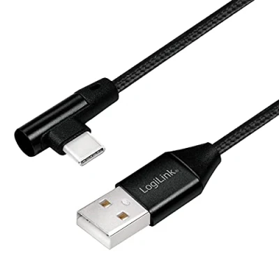 Image de Câble de Connexion USB 2.0 Type A vers (Type C) coudé à 90 Noir 1 m