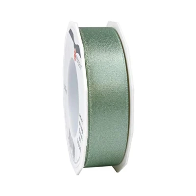 Image de Präsent Ruban de Satin pailleté Double Face vieux/argenté 25 mm 20 m, Vert Vieilli/argenté, m