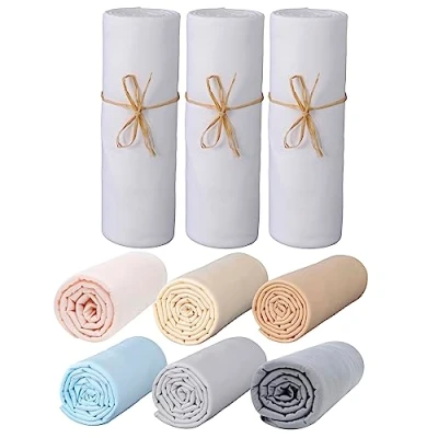 Image de P&#039;tit Basile Drap Housse 70x140 cm Lot de 3 draps en Jersey peigné 100% Coton Bio Blanc pour Matelas bébé Enfant Dimensions 60x120 ou Extensible sans Repassage