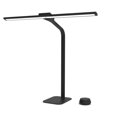 Image de Unilux 400188448 STRATA BASE, Lampe de Bureau LED, Amplitude Lumineuse 66cm, Télécommande sans Fil, Contrôle Tactile, 4 Fonctions Timer, Protection des Yeux, Port USB, Design Moderne, Noir