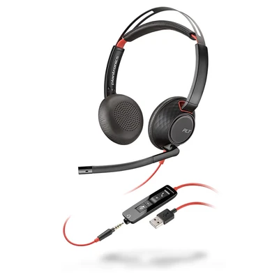 Image de POLY Blackwire C5220 Casque Avec fil Arceau Bureau/Centre d&#039;appels USB Type A Noir, Rouge Neuf
