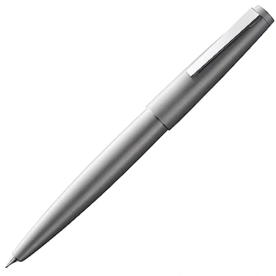 Image de Lamy 2000 silver stylo plume élégant dans un corps en acier inoxydable poli mat et velouté or 14 ct., partiellement plaquée platine taille de la BB