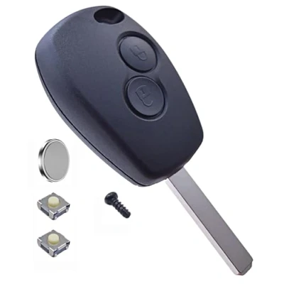 Image de ANGOFIZ Coque Clé Télécommande Compatible avec Renault Clio 3, Master Kangoo 2, Twingo Wind, Trafic Modus pour cle 3 + Lame Vierge+ 2 Boutons Poussoir Switch +Pile