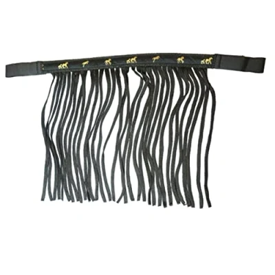 Image de Frange Mouche pour Cheval Masque Anti Mouches avec Franges et Fermeture Shetty, Pony, COB, Demi Sang (COB), Noir