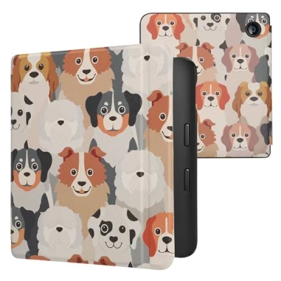 Image de kwmobile Étui Compatible avec Kobo Libra 2 Coque à Rabat magnétique Tablette eReader Similicuir Blanc Marron Clair Gris