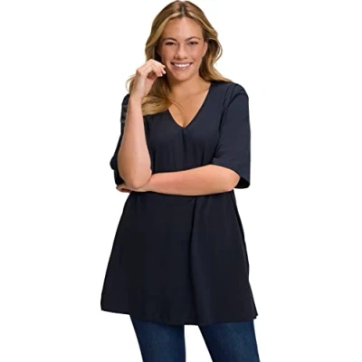 Image de Ulla Popken 515283 T Shirt Femme Bleu (Blau 71) 56/58
