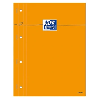 Image de OXFORD Lot de 5 Bloc Notes Perforé Orange A4+ Grands Carreaux Seyès 80 Feuilles Agrafées Côté Couverture Carte Enduite