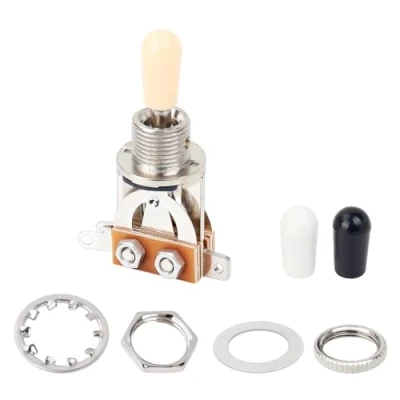 Image de Banworks Interrupteur à bascule métrique 3 voies pour guitare style Les Paul Epiphone EPI LP JT/DWQ 01 Chrome avec pointe crème