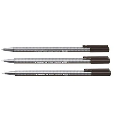 Image de Staedtler Triplus Stylo pointe fine Noir 0,3 mm line Stylos Superfine &amp; Dry Safe, lavable sur la plupart des textiles (Lot de 3)