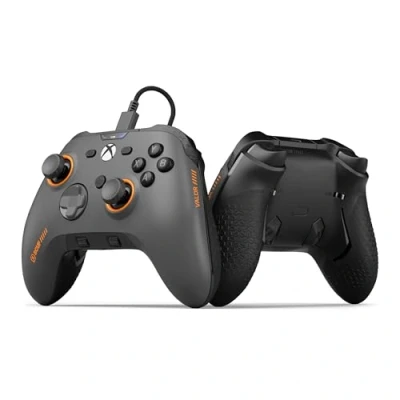 Image de SCUF VALOR PRO Manette Xbox Performance Filaire Palettes Arrière Personnalisables, Gâchettes Instantanées, Joysticks à Effet Hall, Commandes Audio, Series XS, One Gris Acier
