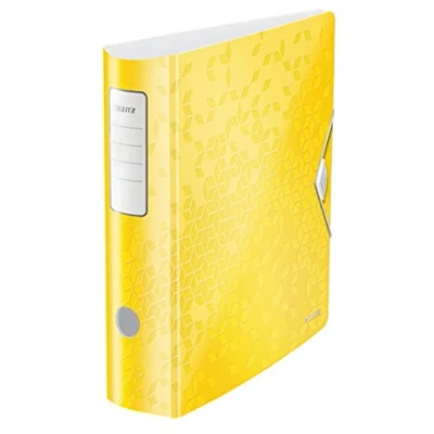 Image de Leitz Classeur à Levier A4 Active, Dos Arrondi 82mm, Fixation Élastique, Polyfoam Léger, WOW, Jaune, 11060016