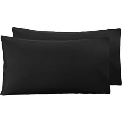 Image de Amazon Basics 2 pièces Taies d&#039;oreiller en microfibre, Noir, 50 x 80 cm
