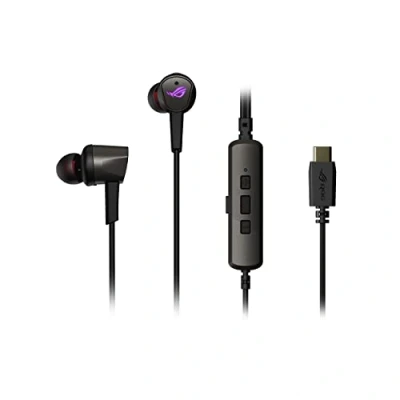 Image de ASUS ROG Cetra II Écouteurs gaming intra auriculaires avec suppression du bruit, transducteurs en caoutchouc de silicone liquide, connecteur USB C compatible PC, Nintendo Switch