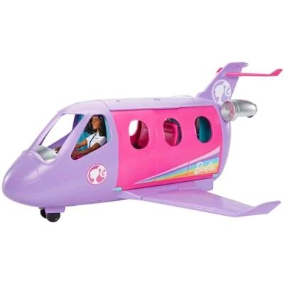 Image de Barbie Coffret Poupée Pilote avec Jet Privé, Détails Réalistes, Autocollants Inclus pour Personnalisation Thème Voyage, Plus De 15 Accessoires, Chiot, Jouet Enfant, A Partir 3 Ans, HCD49