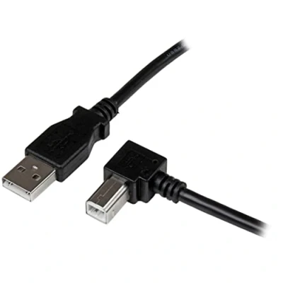Image de StarTech.com Câble USB 2.0 Type A vers B Coudé à droite Mâle / Adaptateur pour imprimante 1 m Noir (USBAB1MR)