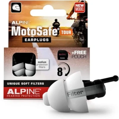 Image de Alpine MotoSafe Tour Bouchons d&#039;oreilles Protections auditives pour La moto référence de tous les motards Réduit le bruit du vent dans casque Hypoallergéniques &amp; réutilisables