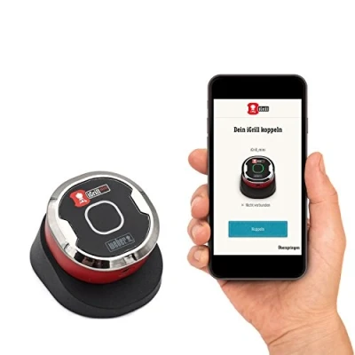 Image de Weber Thermomètre Connecté pour Barbecue iGrill Mini Numérique via Bluetooth Gestion de Cuisson Application Mobile Accessoire Premium (7220), Noir
