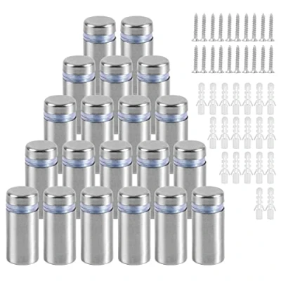 Image de YiliYa 20 Pcs Entretoise de Verre,12 x 25mm Vis d&#039;écartement,Support Mural en Acier Inoxydable pour Clous Publicitaires,pour Plaques et Présentoirs Signe (Argent)