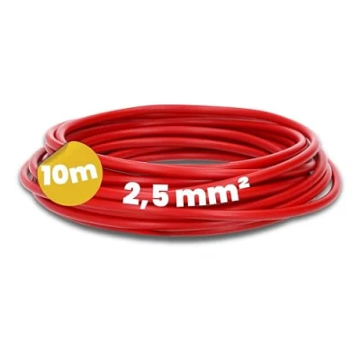 Image de Kalitec Câble de Câblage H07V K 2,5 mm² rouge 10 m Flexible En PVC Toron à fils fins unique monofilaire