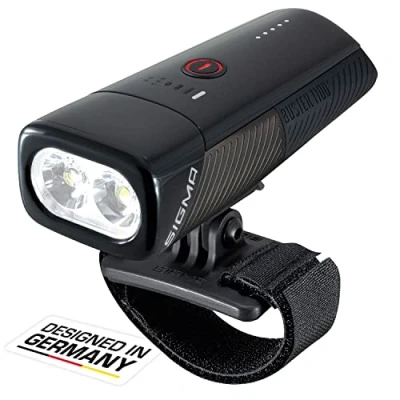 Image de SIGMA Sport Buster 1100 HL Phare LED Pour Casque lumen, Rechargeable, Avec 5 Modes D’éclairage Et Fonction D’attache Rapide Au Casque, Feu Avant Alimenté Par Piles, Couleur : Noir