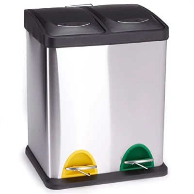 Image de MSV Poubelle à pédale Tri sélectif Inox 2 bacs 8Lx2