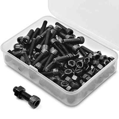 Image de M5 x 20mm 60PCS Vis cylindriques Boulon à tête hexagonale Entièrement Filetée Boulons et écrous en Acier au Carbone 12,9(Noir)