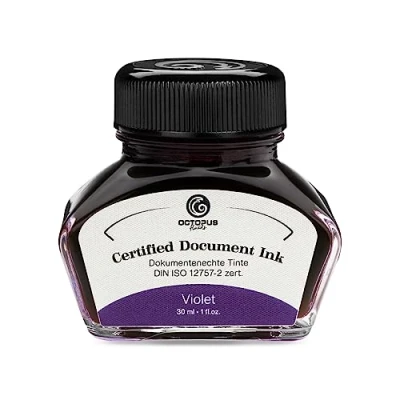 Image de Octopus Fluids Document Ink Encre indélébile certifiée DIN ISO 12757 2 Violet 30 ml
