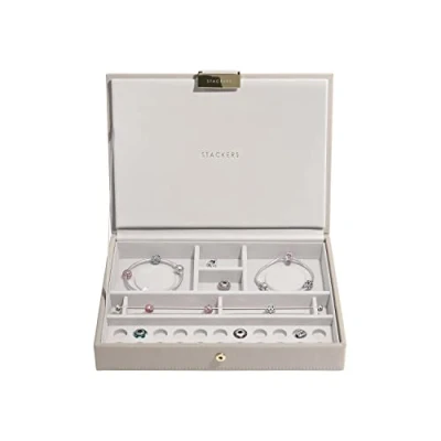 Image de Stackers Boîte à bijoux classique avec couvercle pour breloques, taupe