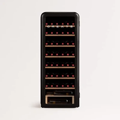 Image de CREATE/WINECOOLER RETRO XXL/Cave à vin électrique 76 bouteilles, Noir/Design rétro, 208L, bouteilles 75cl, matériaux robustes
