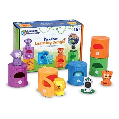 Image de Learning Resources Animaux Jungle Peekaboo, Petite enfance, 10 pièces, à partir de 18 Mois, pédagogiques, bébé, éducatifs, Manipuler, Jouets motricité Fine, LER6815, Multicolore, Medium