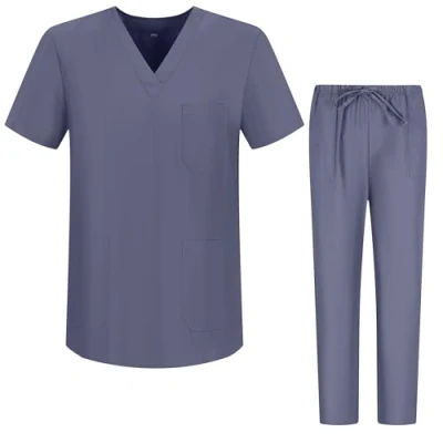 Image de Misemiya Ensemble Uniformes Unisexe Blouse Uniforme Médical avec Haut et Pantalon Ref.6801 6802 Large, Gris Clair
