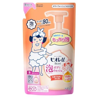 Image de KAO Biore u Body wash that comes out in foam Moisturizing Refill 480ml General Purpose (Biore II) Soap Wet your skin, take 1 2 pumps of foam, s